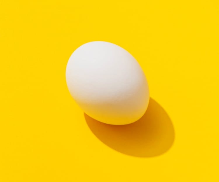 An egg in a yellow background